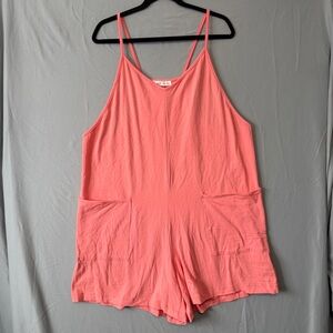 Rae Mode Womens Romper Size 2XL Coral Summer Tropical Resortwear Beach Pockets